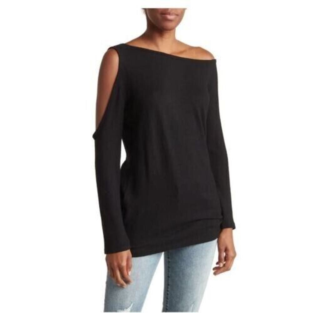 Go Couture Women's‎ Cold Shoulder Modal Blend Top In Black Small MSRP $98